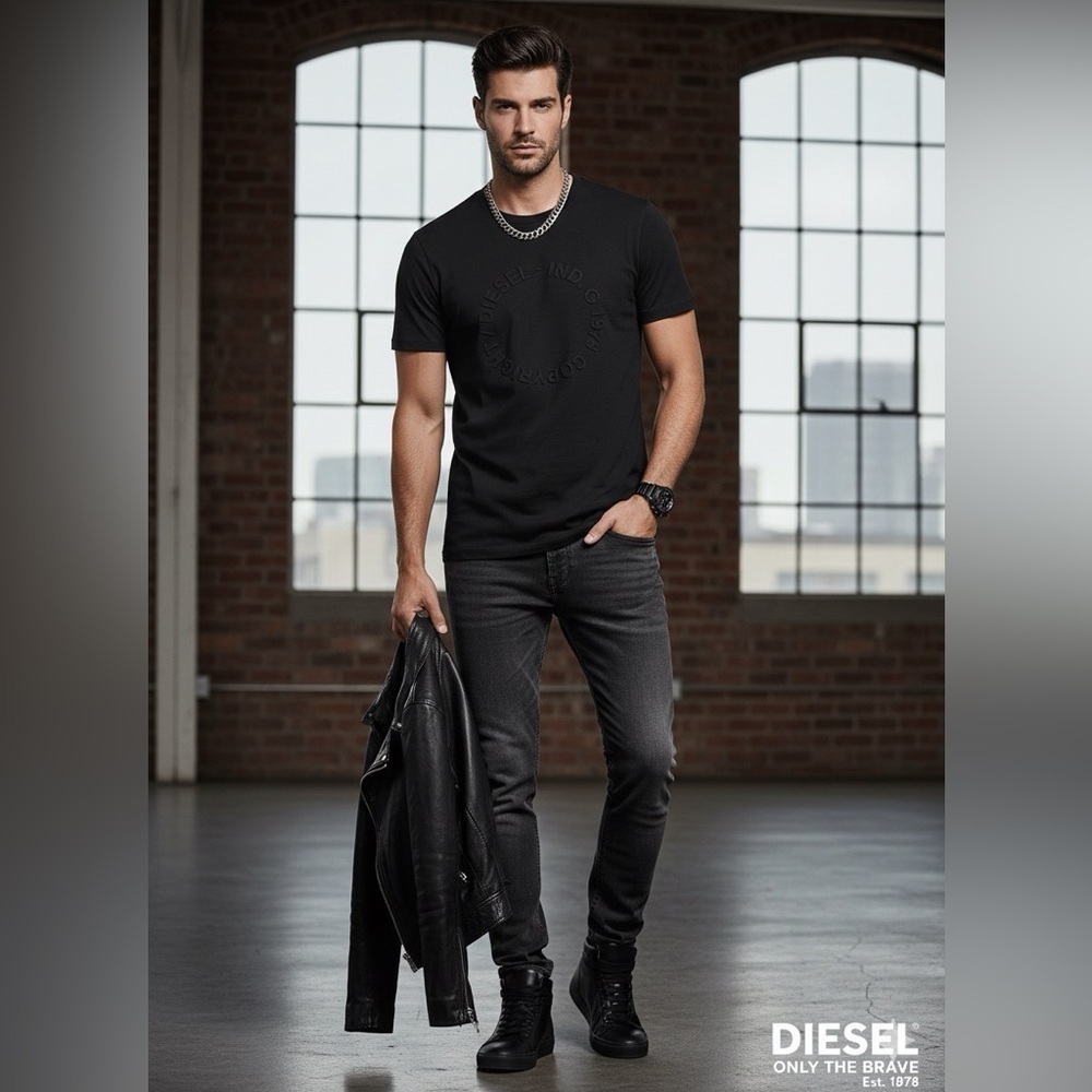 Diesel Men's Black 100% Cotton Short Sleeve T-Shirt size L